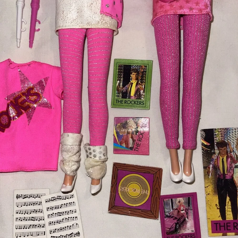 Vintage Mattel Barbie & the Rockers Dolls w/ Clothing Outfits 1985 1986